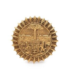 Pre-Loved Chanel Gold Plated Coat of Arms Brooch